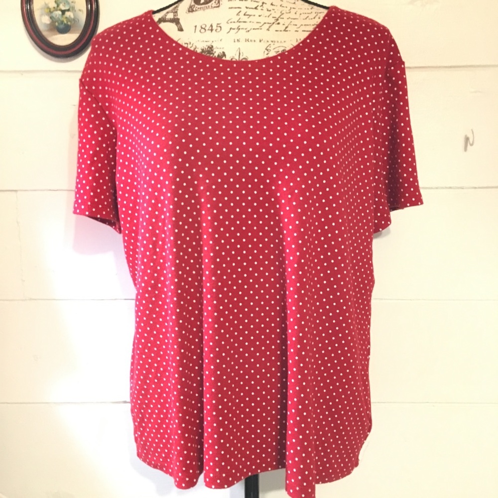 ⭐️Rebecca Malone Red w/ White Dots Top